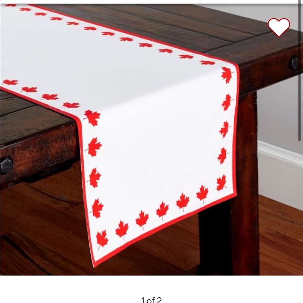 Pottery Barn Canada Day Red Maple Leaf Table Runner